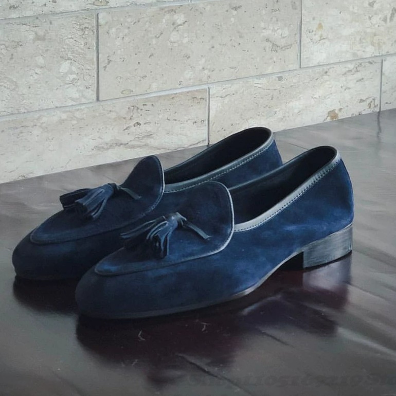 Men Formal Wear Shoes - Borla decoração mocassins masculinos azul marinho