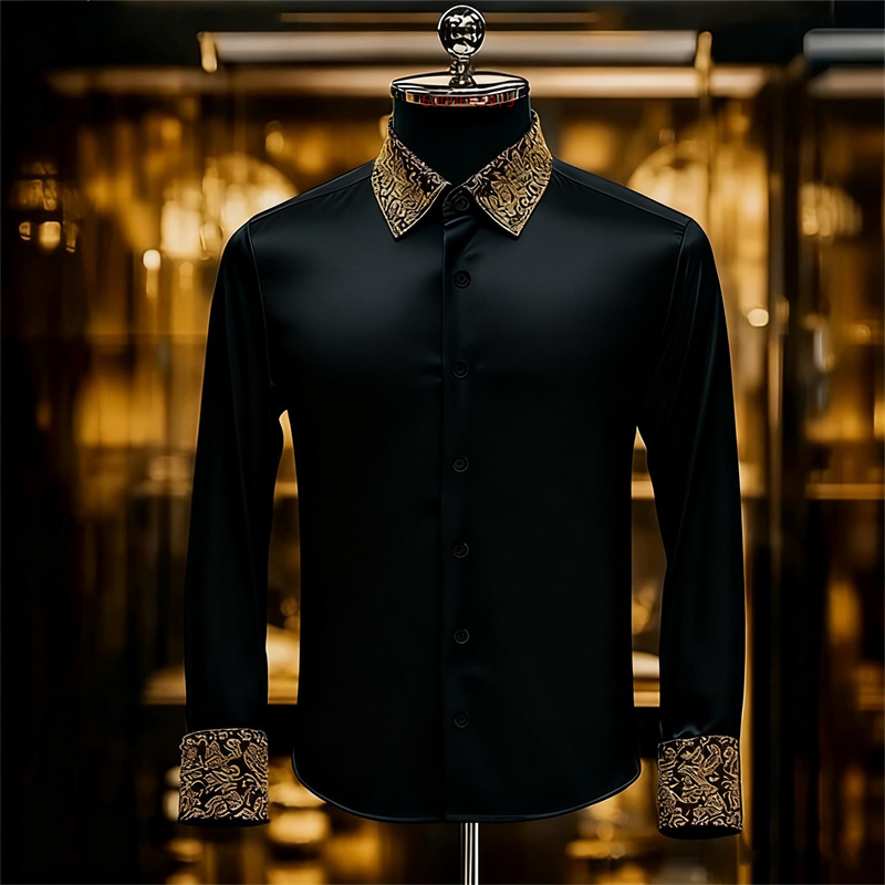 Men Formal Party Wear Shirt - Camisa floral requintada estilo étnico masculino,