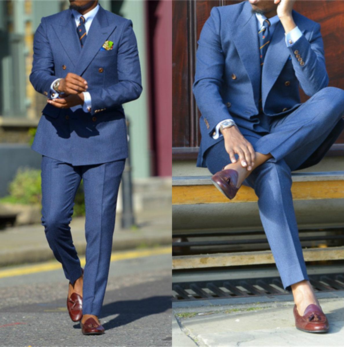 Men Formal Wear Pants - Fatos formais azuis escuros masculinos, smoking