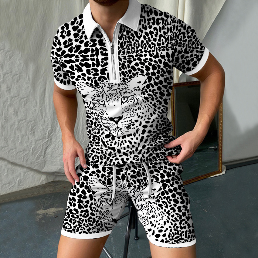 Men'S Formal Beach Wear - Leopardo dos homens 3D impressão manga