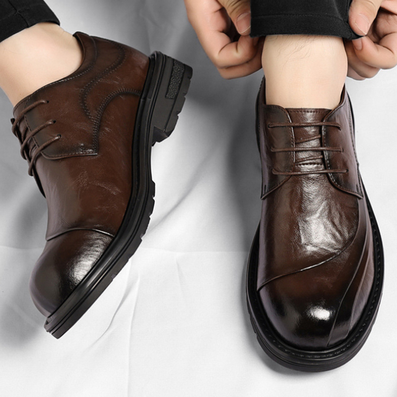 Men'S Formal Party Wear Shoes - Sapatos de Couro Genuíno Marrom Envelhecido