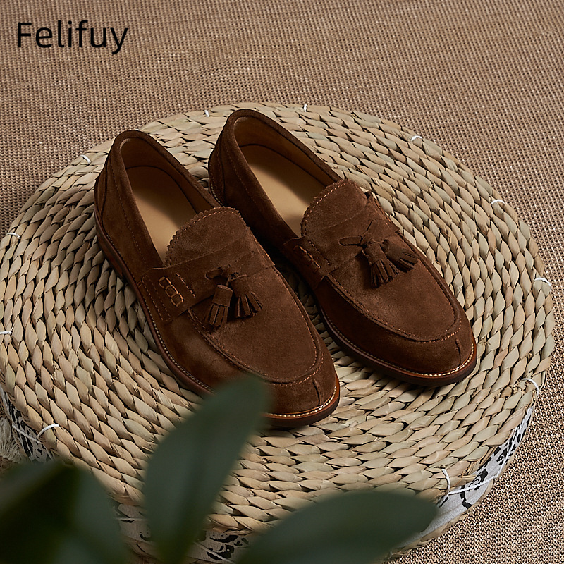 Men'S Formal Party Wear Shoes - Novos Mocassins Masculinos Marrons de Camurça
