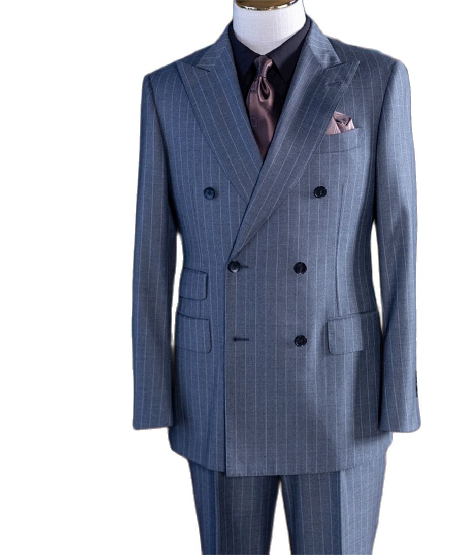 Men Formal Wear Pants - Ternos Clássicos Masculinos Cinza Listrado com