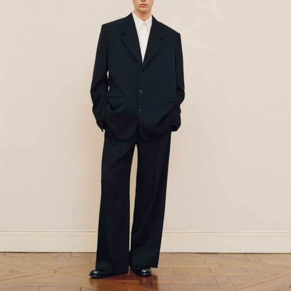 Men Formal Wear Pants - Conjunto de terno preto oversized masculino