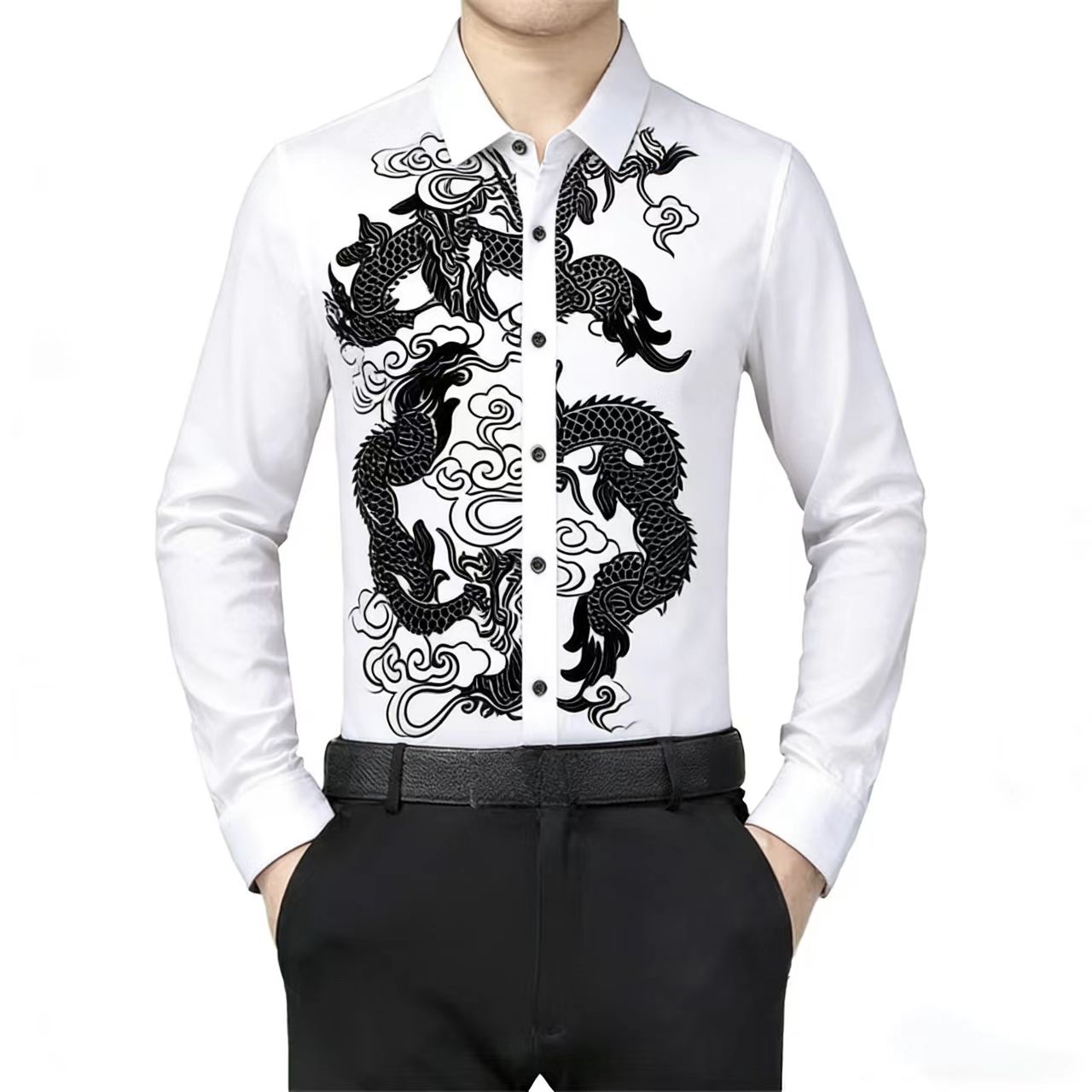 Camisa Masculina de Manga Long - Men Formal Party Wear Shirt avaliação e preço
