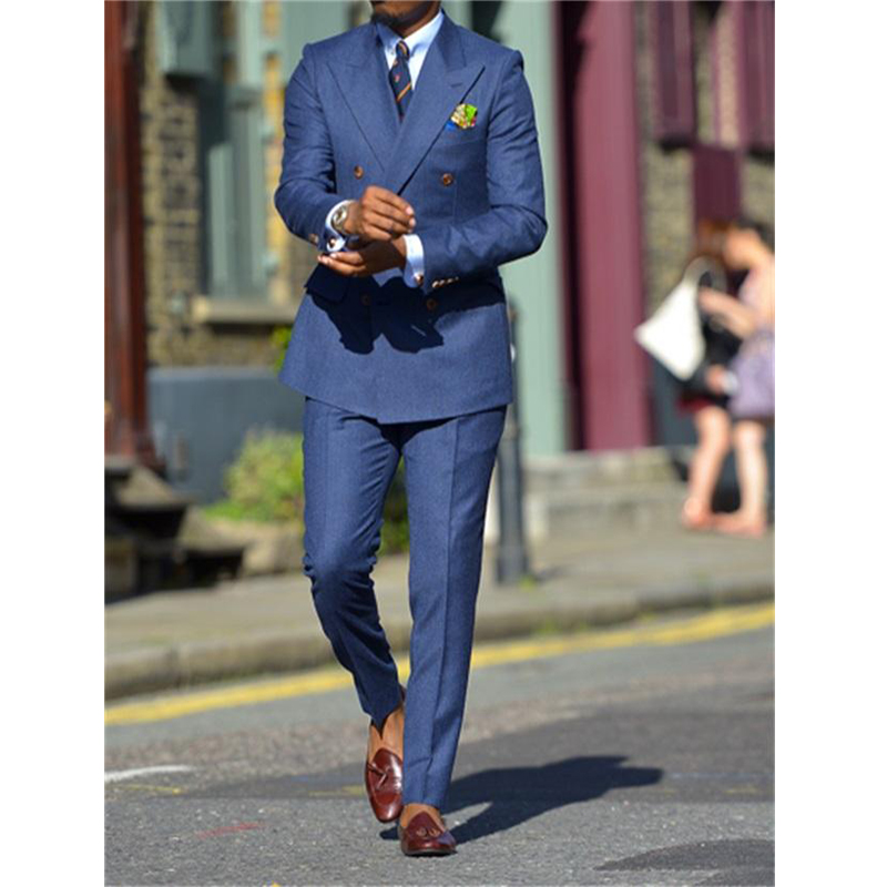 Fatos formais azuis escuros ma - Men Formal Wear Pants avaliação e preço