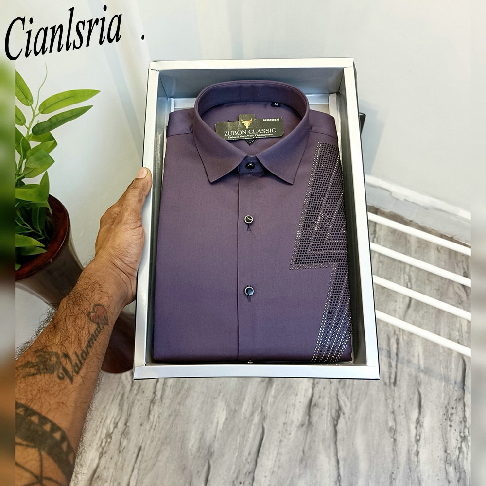 Camisa Social Masculina de Lux - Men Formal Party Wear Shirt avaliação e preço