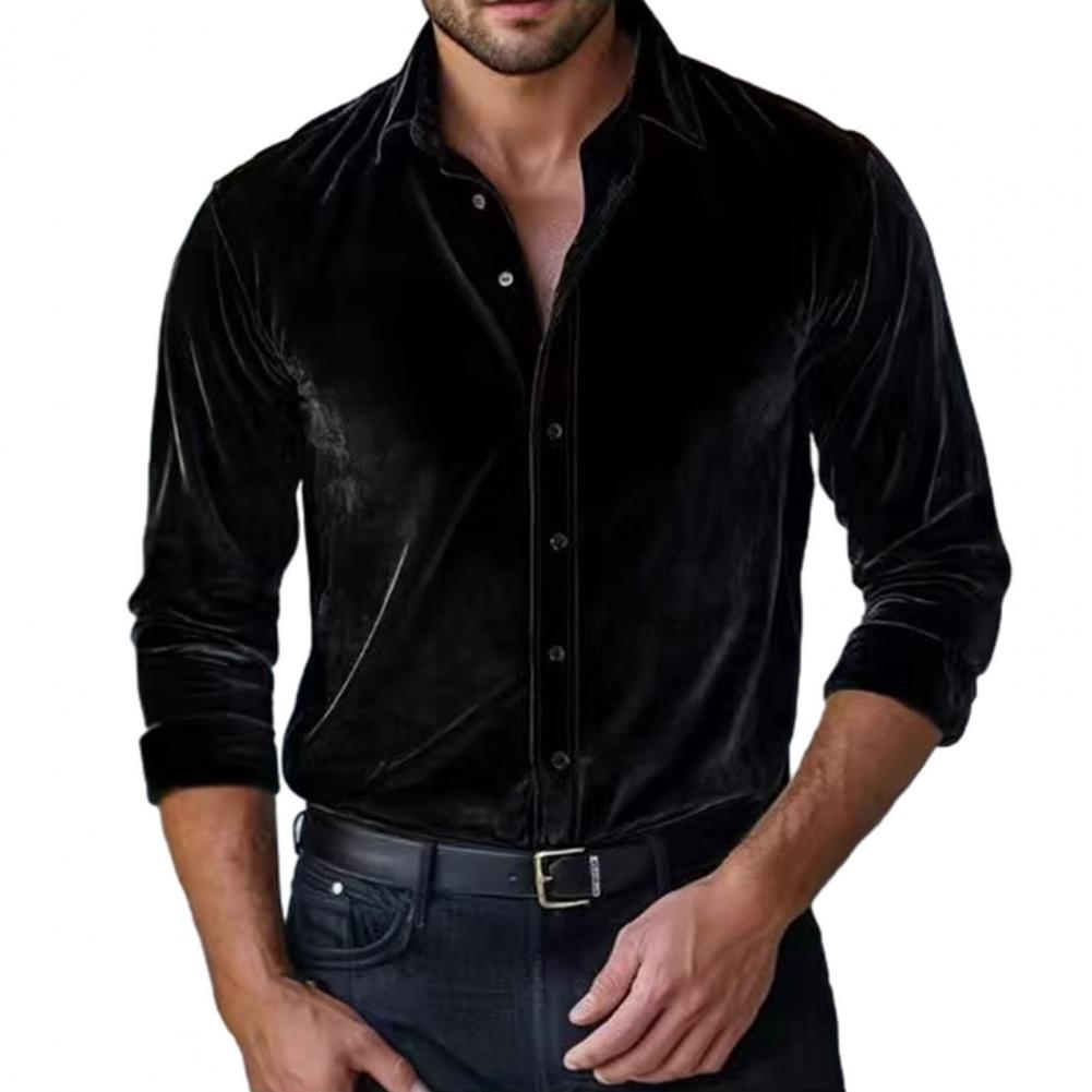 Camisa de Veludo Masculina Cam - Men Formal Party Wear Shirt avaliação e preço