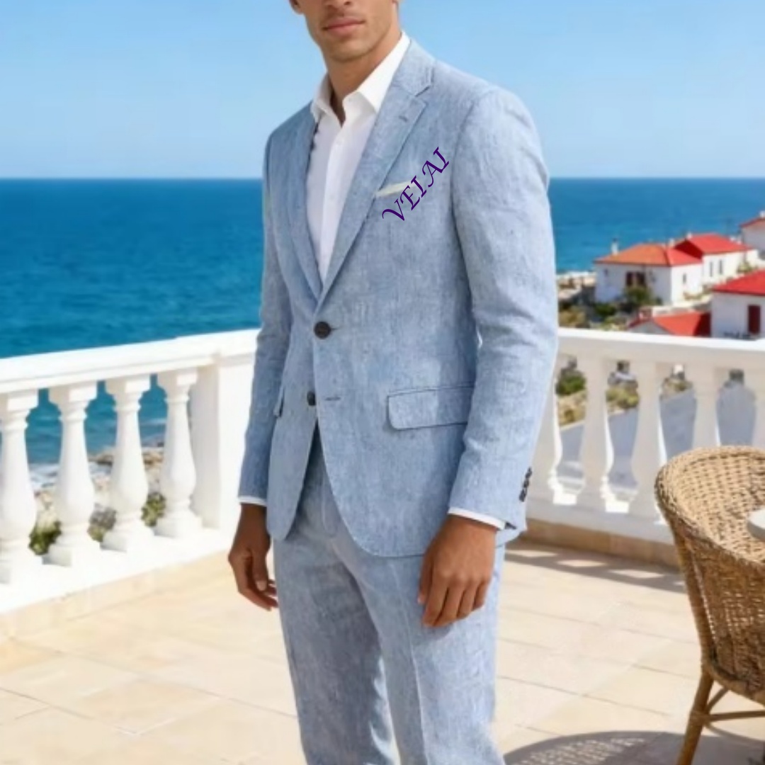 Terno Personalizado Azul Céu S - Men'S Formal Beach Wear avaliação e preço
