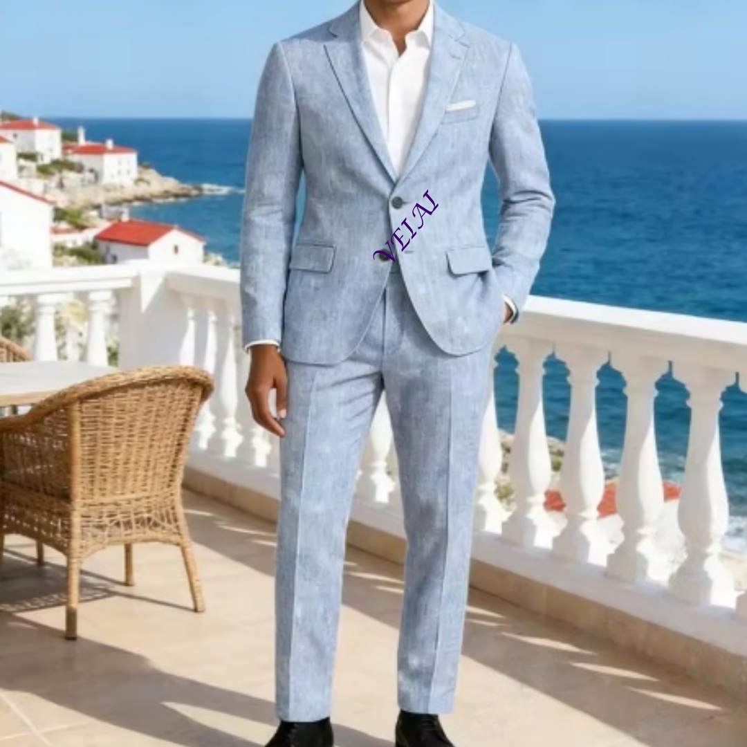 Terno Personalizado Azul Céu S - Men'S Formal Beach Wear avaliação e preço