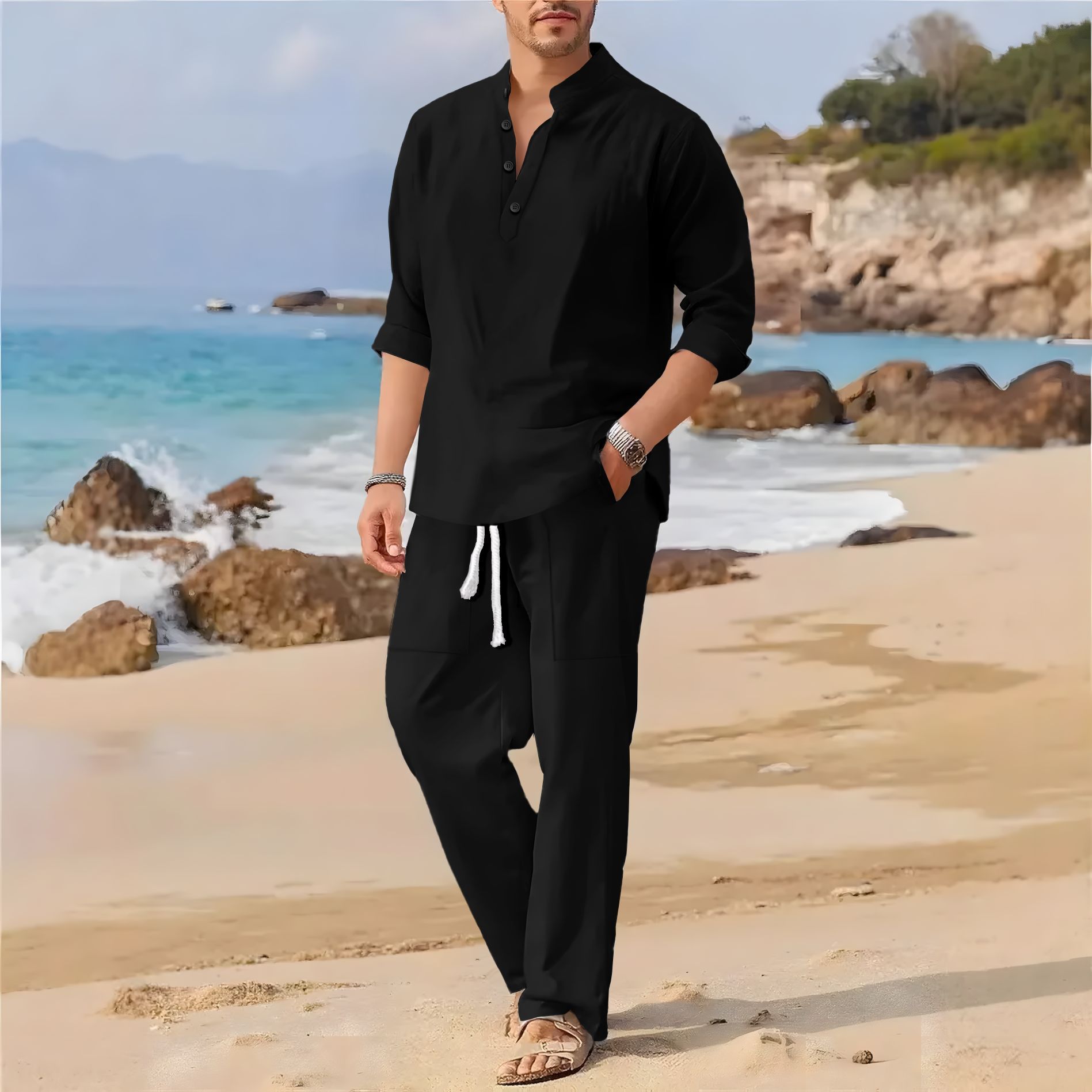 Terno casual masculino retrô d - Men'S Formal Beach Wear avaliação e preço