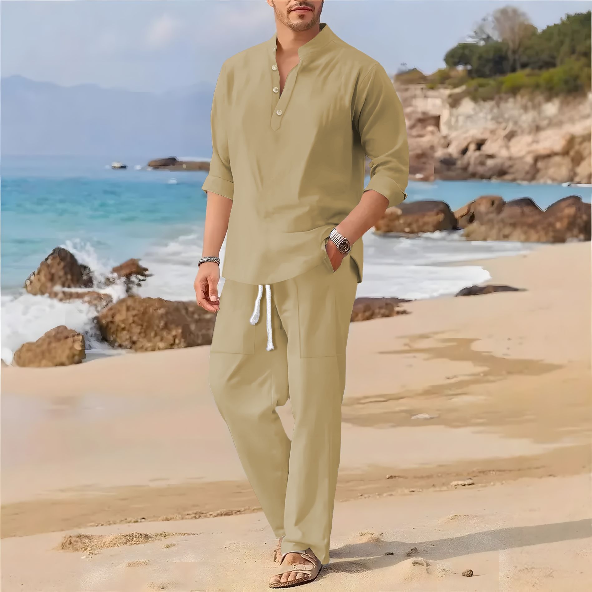 Terno casual masculino retrô d - Men'S Formal Beach Wear avaliação e preço