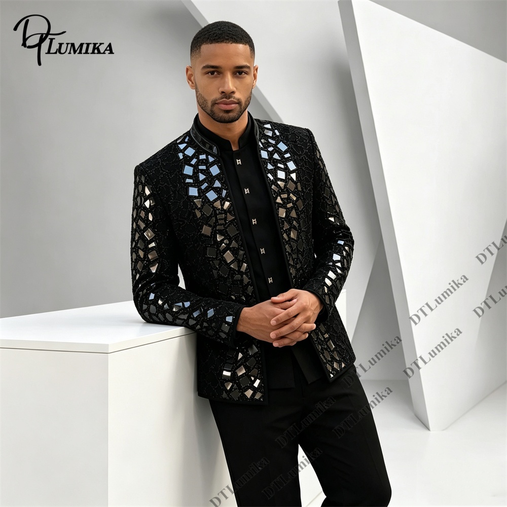 Terno Masculino Preto com Gola - Men Formal Wear Pants avaliação e preço